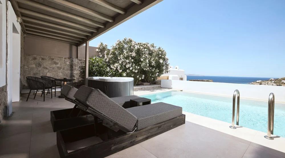 Honeymoon Suite with Private Pool & Outdoor Heated Whirlpool at Amazon Mykonos Resort & Spa