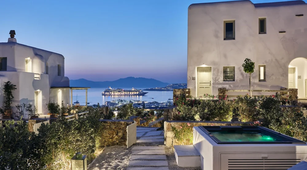 Hilltop Sea View Suite Private Jacuzzi at Belvedere Mykonos Hilltop Complex Rooms & Suites