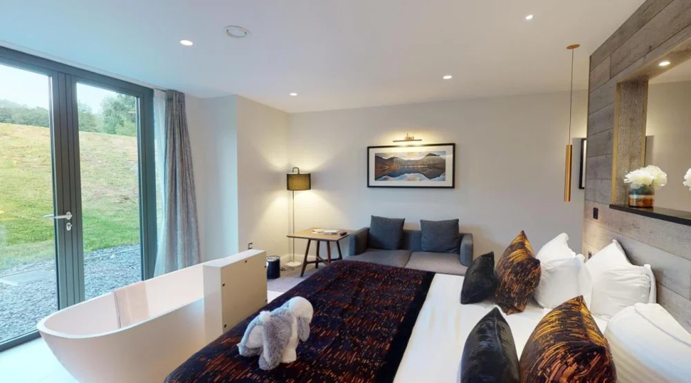 Winander Club Lime Room with Feature Bath at Low Wood Bay Resort & Spa