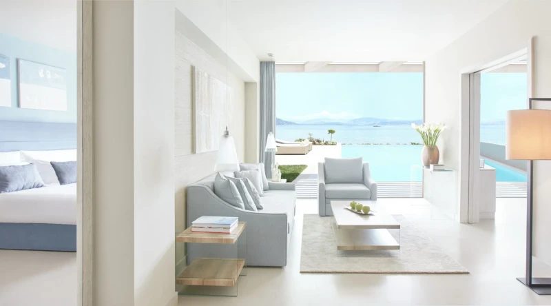 Deluxe Two Bedroom Suite Private Pool Beachfront at Ikos Dassia