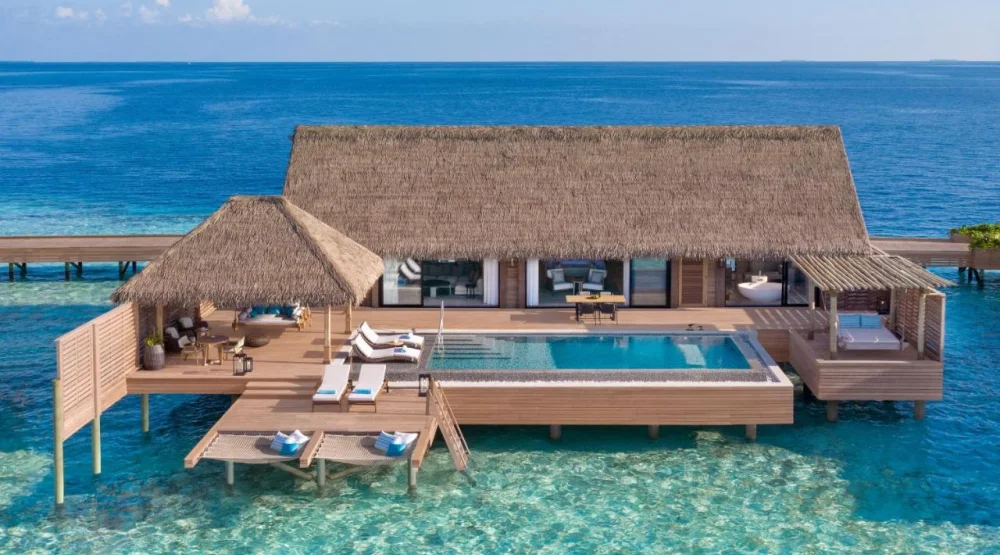 Grand Overwater Villa with Two Queen Beds and Pool at Waldorf Astoria Maldives Ithaafushi
