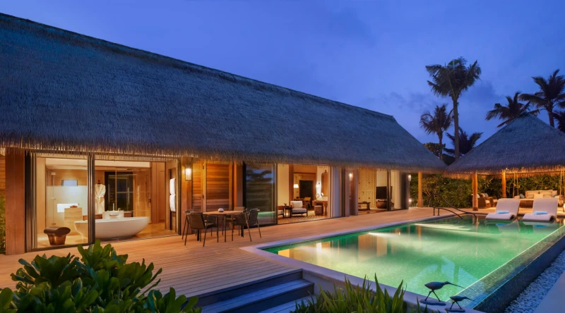King Grand Beach Villa with Pool at Waldorf Astoria Maldives Ithaafushi