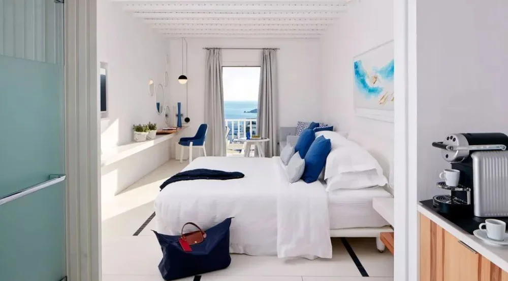White Bliss with Heated Private Pool & Sea View at Myconian Ambassador Relais & Chateaux Hotel