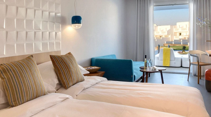 Oria Superior Room with Side Sea View & Semi Private Pool at Myconian Korali Relais & Chateaux Hotel