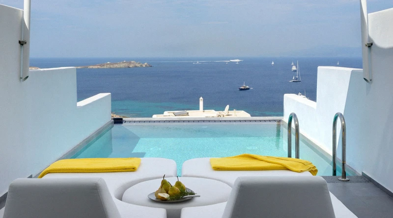 Aeon Superior Room with Sea View & Private Pool at Myconian Korali Relais & Chateaux Hotel