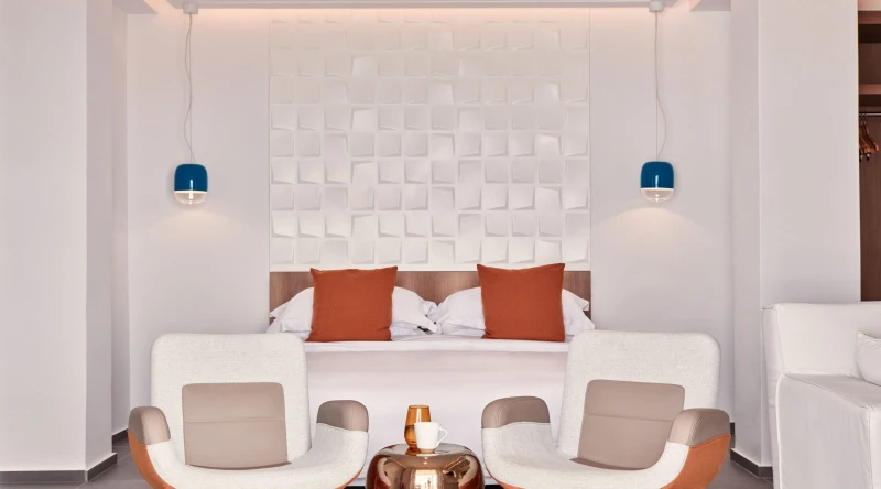 Emar Junior Suite with Sea View & Outdoor Jacuzzi at Myconian Korali Relais & Chateaux Hotel