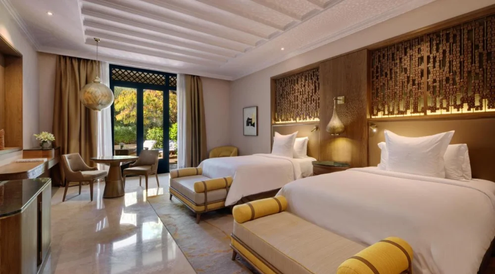 Upper Pavilion Room Two Twins Beds at Four Seasons Resort Marrakech
