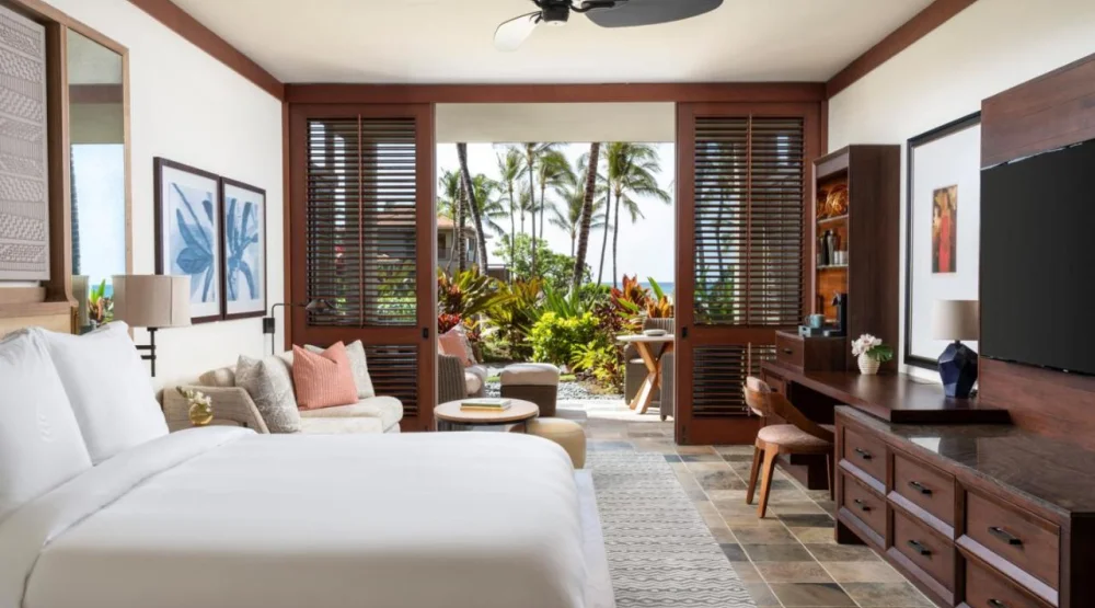 King Room with Partial Ocean View at Four Seasons Resort Hualalai