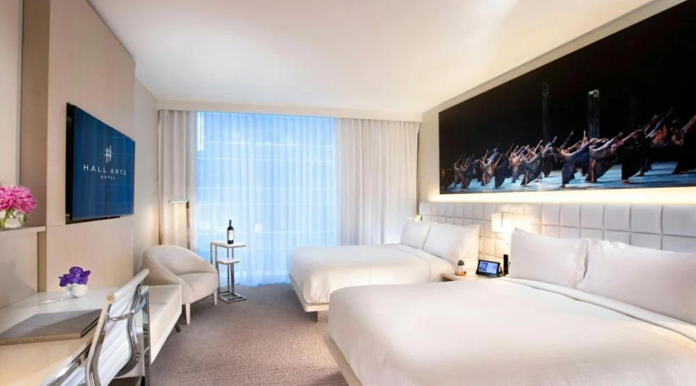 Hall Deluxe Queen Room with Two Queen Beds and City View at HALL Arts Hotel Dallas Curio Collection by Hilton