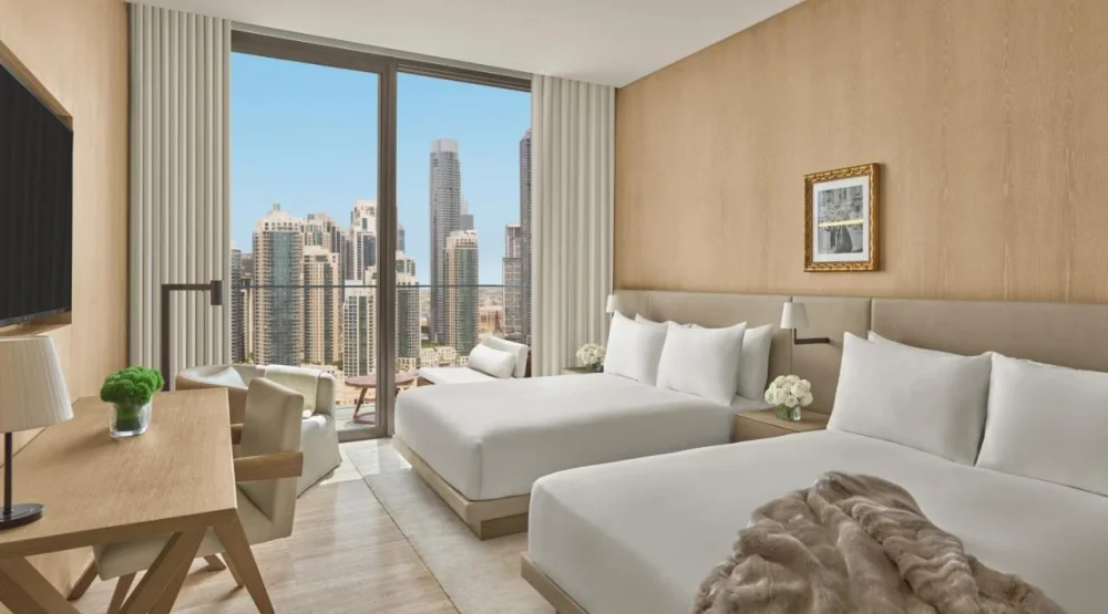 Guest Room with Two Queen Beds and Balcony at The Dubai EDITION