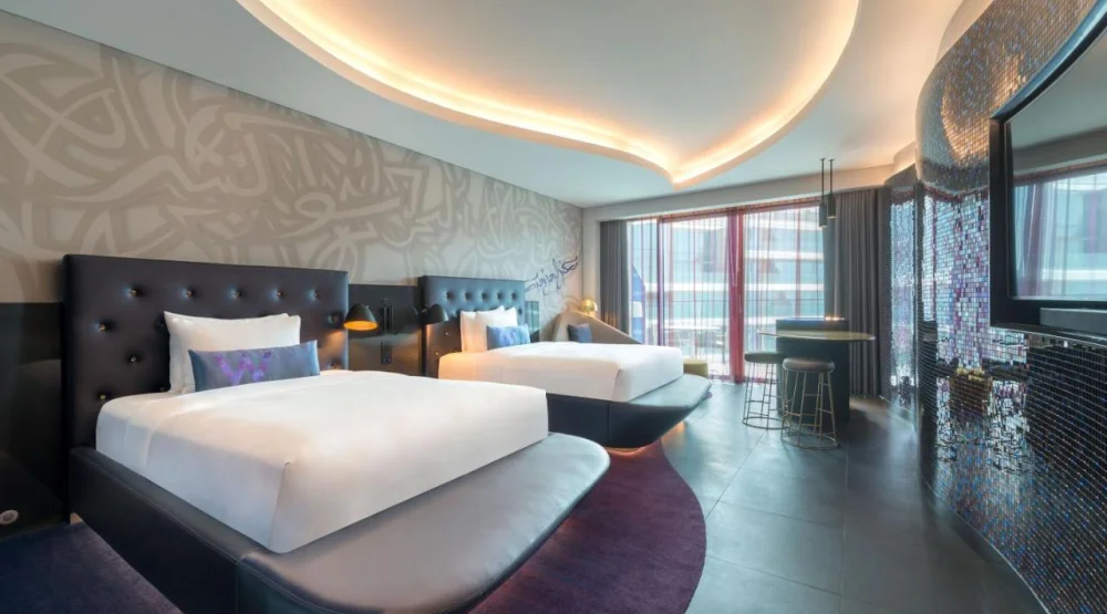 Wonderful Double Room with Two Double Beds, Garden View and Private Balcony at W Dubai The Palm