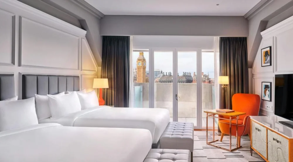 Double Family Room with Two Double Beds and Balcony at London Marriott Hotel County Hall