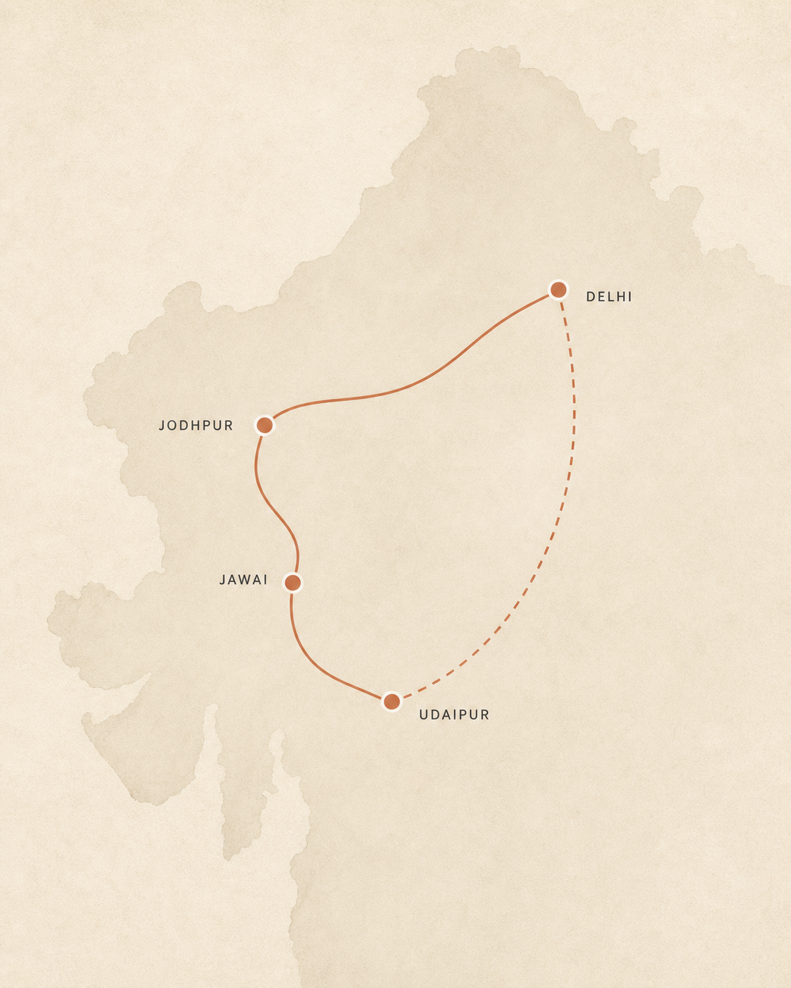 Royal Rajasthan - Palaces, Leopards & Lakes route map
